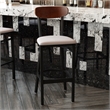 Pemberly Row Metal Barstool with Seat and Wood Boomerang Back in Gray/Walnut