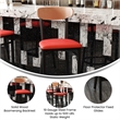 Pemberly Row Metal Barstool with Seat and Wood Boomerang Back in Red/Natural