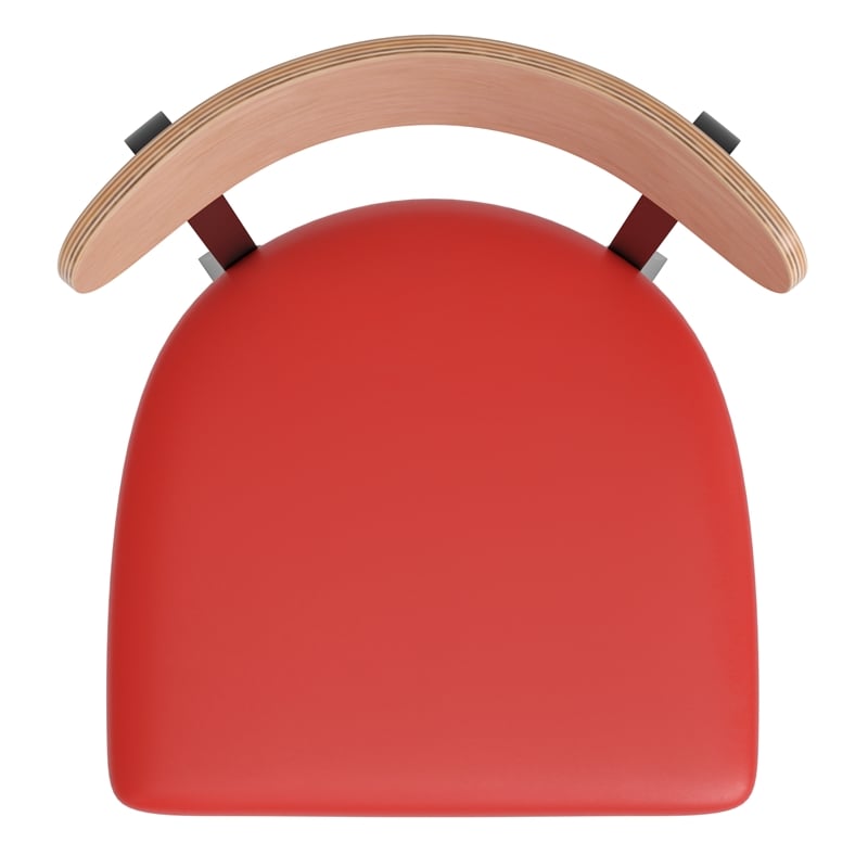 Pemberly Row Metal Barstool with Seat and Wood Boomerang Back in Red/Natural