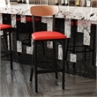 Pemberly Row Metal Barstool with Seat and Wood Boomerang Back in Red/Natural