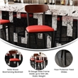 Pemberly Row Metal Barstool with Seat and Wood Boomerang Back in Red/Walnut