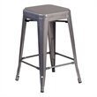 Pemberly Row Indoor Counter Stool with Poly Resin Colorful Seat in Silver/Gray