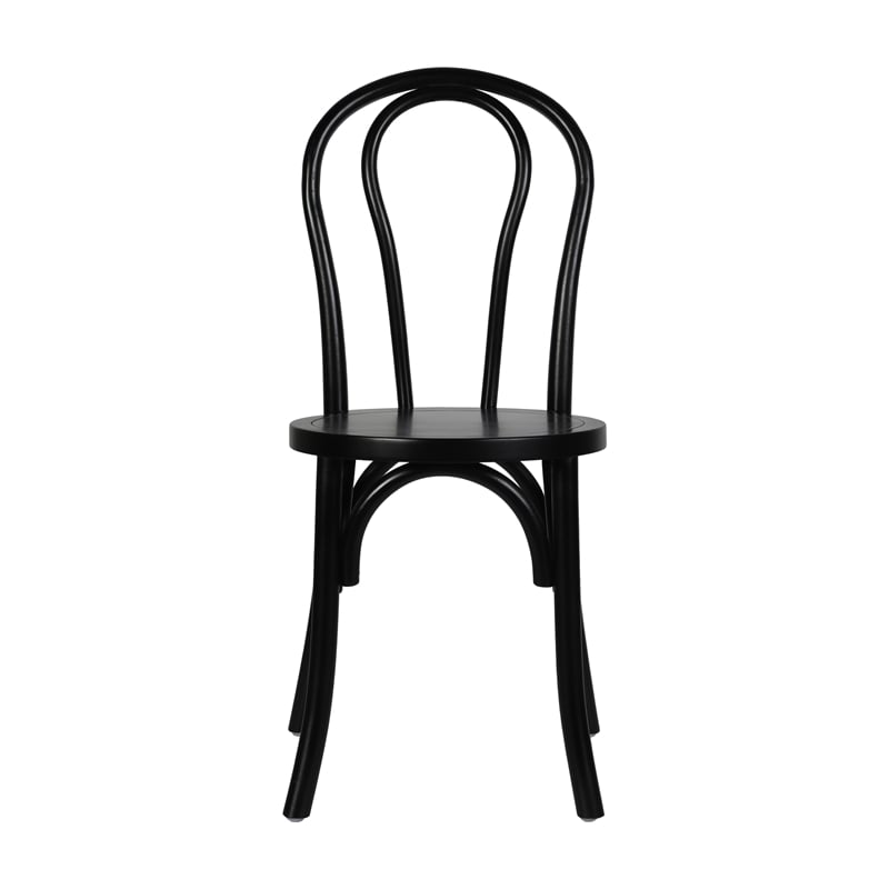 Pemberly Row Solid Wood Stackable Dining Chair with Fixed Floor Glides in Black