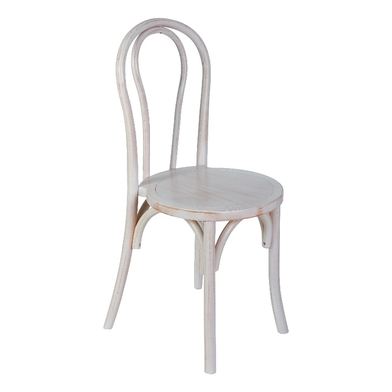 Pemberly Row Wood Stackable Dining Chair with Fixed Floor Glides - White Wash