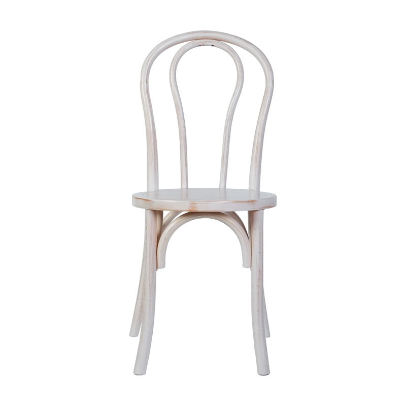 Pemberly Row Wood Stackable Dining Chair with Fixed Floor Glides - White Wash