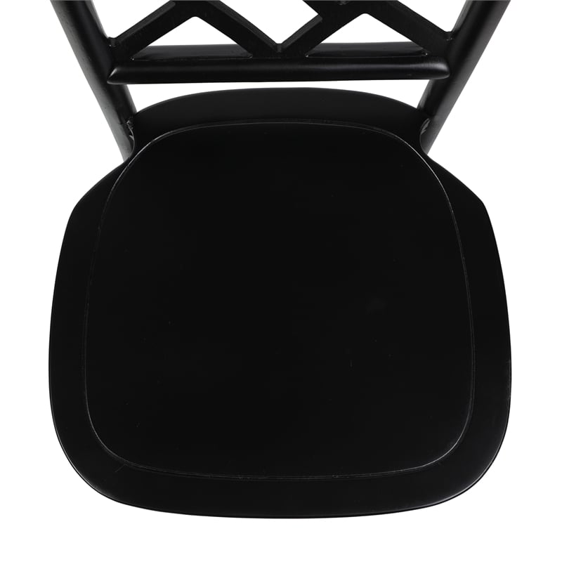 Pemberly Row Wood Stackable Dining Chair with Intricate Back Detail - Black