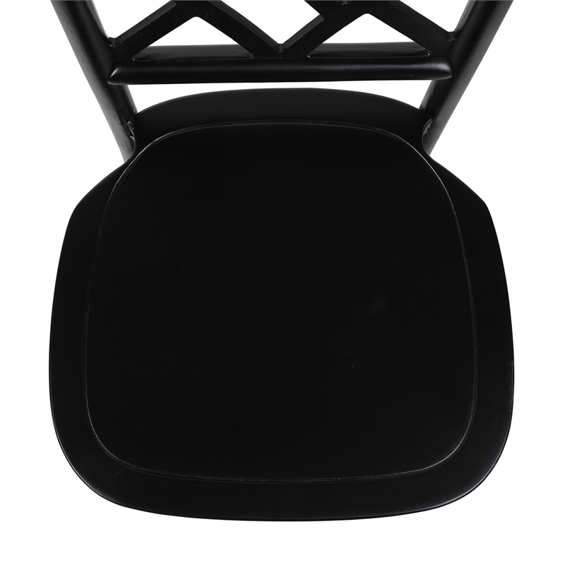 Pemberly Row Wood Stackable Dining Chair with Intricate Back Detail - Black
