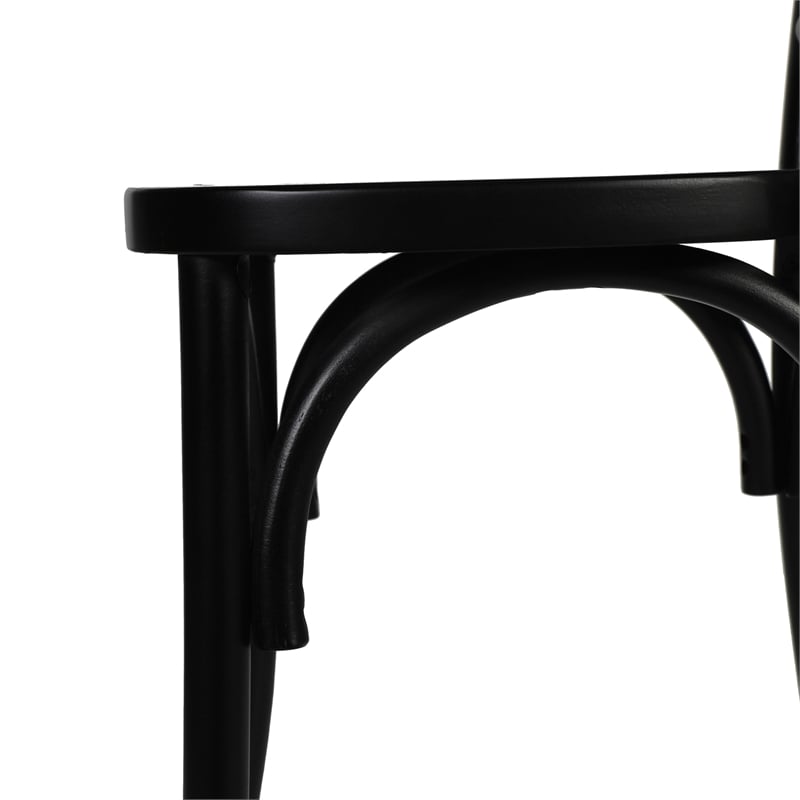 Pemberly Row Wood Stackable Dining Chair with Intricate Back Detail - Black