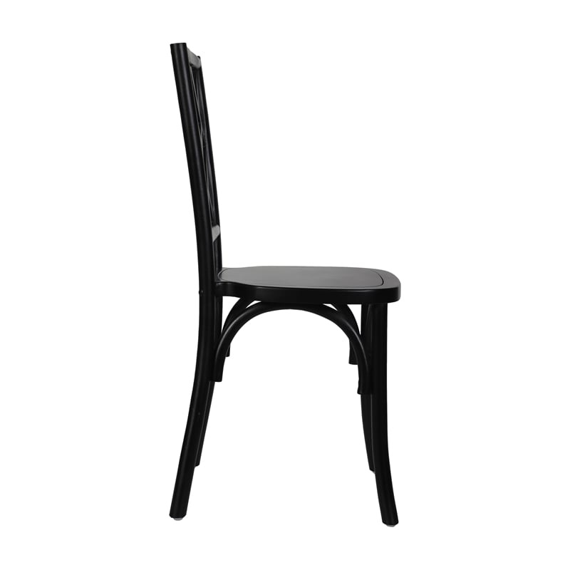 Pemberly Row Wood Stackable Dining Chair with Intricate Back Detail - Black