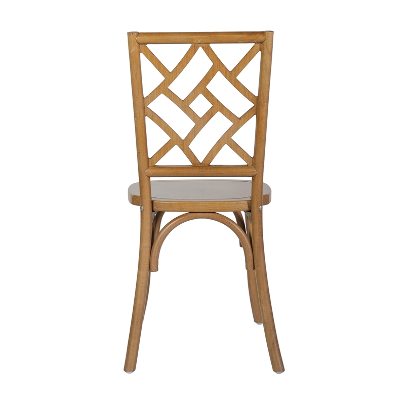 Pemberly Row Wood Stackable Dining Chair with Intricate Back Detail - Pecan