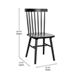 Pemberly Row Windsor Solid Wood Spindle Back Dining Chairs in Black Set of 2