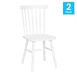 Pemberly Row Windsor Solid Wood Spindle Back Dining Chairs in White Set of 2