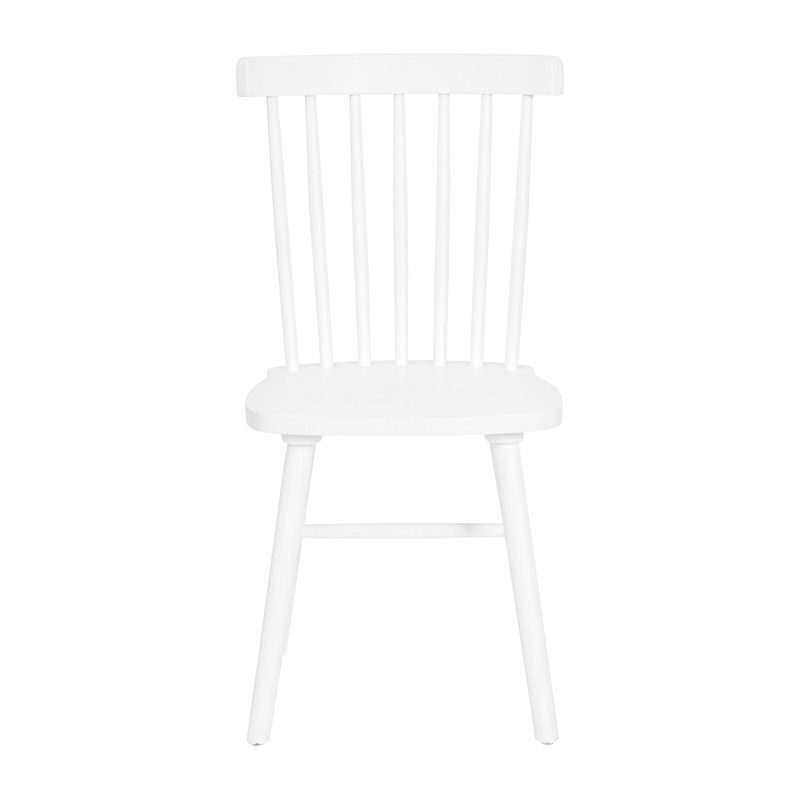 Pemberly Row Windsor Solid Wood Spindle Back Dining Chairs in White Set of 2