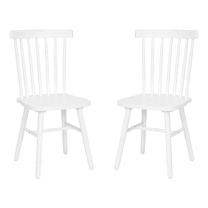 Pemberly Row Windsor Solid Wood Spindle Back Dining Chairs in White Set of 2