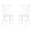 Pemberly Row Windsor Solid Wood Spindle Back Dining Chairs in White Set of 2