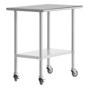 Pemberly Row 24x36 Stainless Steel 18 Gauge Work Table with Undershelf & Casters