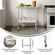 Pemberly Row 24x36 Stainless Steel 18 Gauge Work Table with Undershelf & Casters