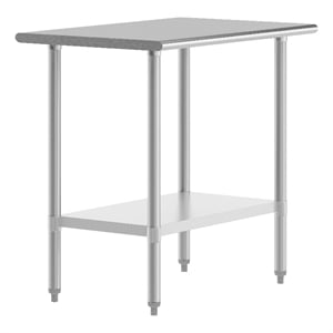 Pemberly Row 24x36 Stainless Steel 18 Gauge Work Table with Undershelf