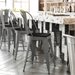 Pemberly Row Indoor Counter Stool with Poly Resin Colorful Seat in Silver/Black