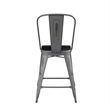 Pemberly Row Indoor Counter Stool with Poly Resin Colorful Seat in Silver/Black
