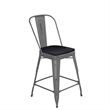 Pemberly Row Indoor Counter Stool with Poly Resin Colorful Seat in Silver/Black