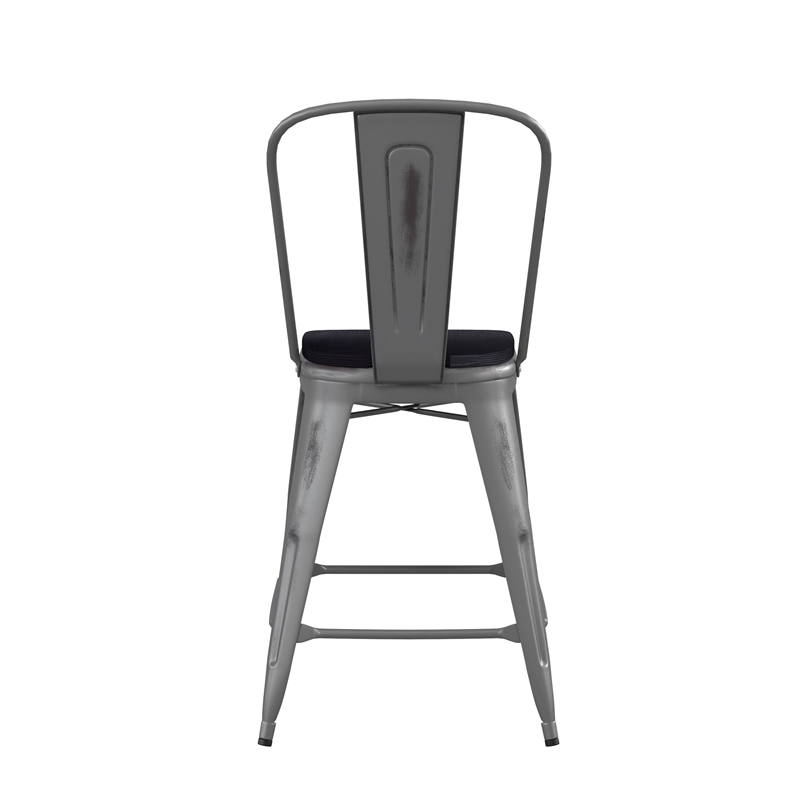 Pemberly Row Indoor Counter Stool with Poly Resin Colorful Seat in Silver/Black