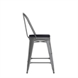 Pemberly Row Indoor Counter Stool with Poly Resin Colorful Seat in Silver/Black