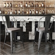 Pemberly Row Indoor Counter Stool with Poly Resin Colorful Seat in Silver/Gray