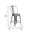 Pemberly Row Indoor Counter Stool with Poly Resin Colorful Seat in Silver/Teak