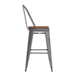 Pemberly Row Indoor Bar Stool with Poly Resin Colorful Seat in Silver/Teak