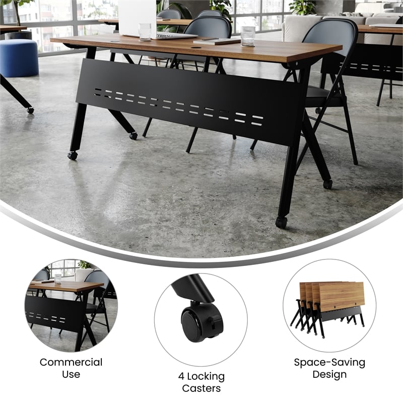 Pemberly Row Nesting Flip Training Table with Steel Frame and Y-Legs