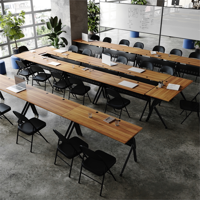 Pemberly Row Nesting Flip Training Table with Steel Frame and Y-Legs