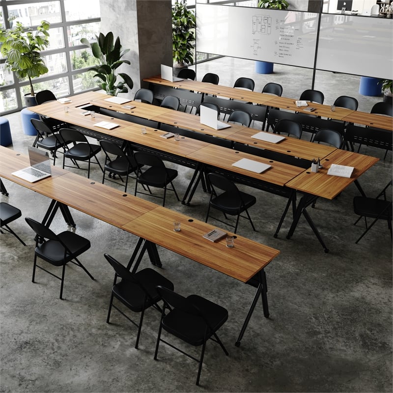 Pemberly Row Nesting Flip Training Table with Steel Frame and Y-Legs