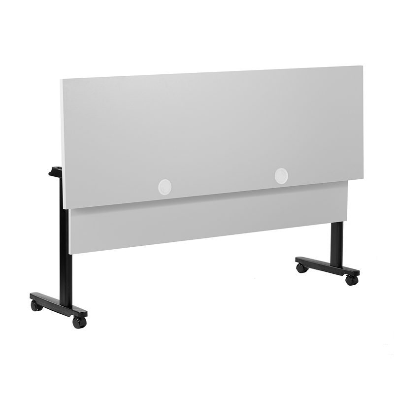 Pemberly Row Nesting Flip Training Table with Steel Frame & T-Legs in Gray/Black