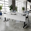 Pemberly Row Nesting Flip Training Table with Steel Frame & T-Legs in Gray/Black