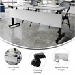 Pemberly Row Nesting Flip Training Table with Steel Frame & T-Legs in Gray/Black