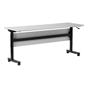 Pemberly Row Nesting Flip Training Table with Steel Frame & T-Legs in Gray/Black