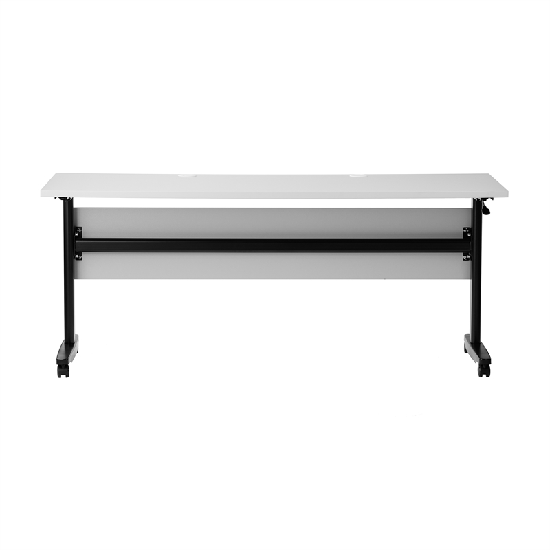 Pemberly Row Nesting Flip Training Table with Steel Frame & T-Legs in Gray/Black