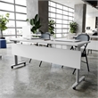 Pemberly Row Nesting Flip Training Table with Steel Frame and T-Legs in Gray