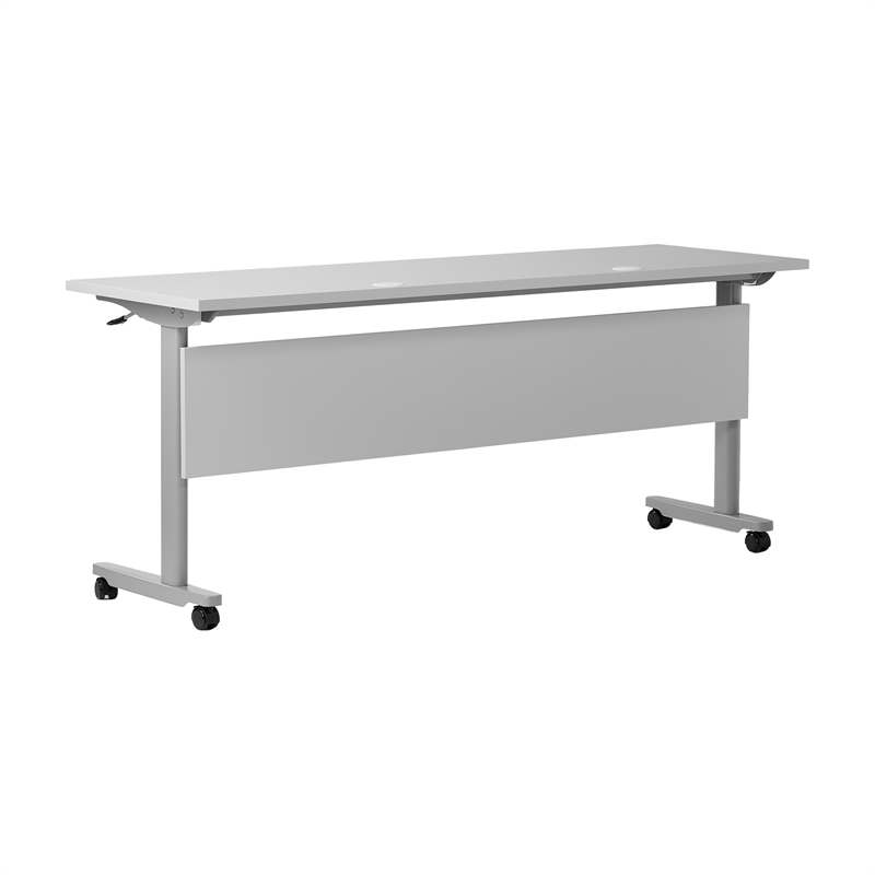 Pemberly Row Nesting Flip Training Table with Steel Frame and T-Legs in Gray