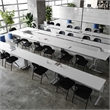 Pemberly Row Nesting Flip Training Table with Steel Frame and T-Legs in Gray