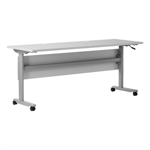 Pemberly Row Nesting Flip Training Table with Steel Frame and T-Legs in Gray