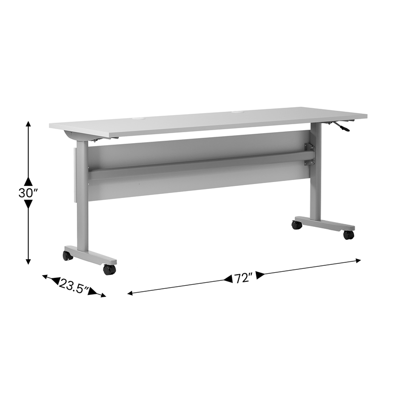 Pemberly Row Nesting Flip Training Table with Steel Frame and T-Legs in Gray