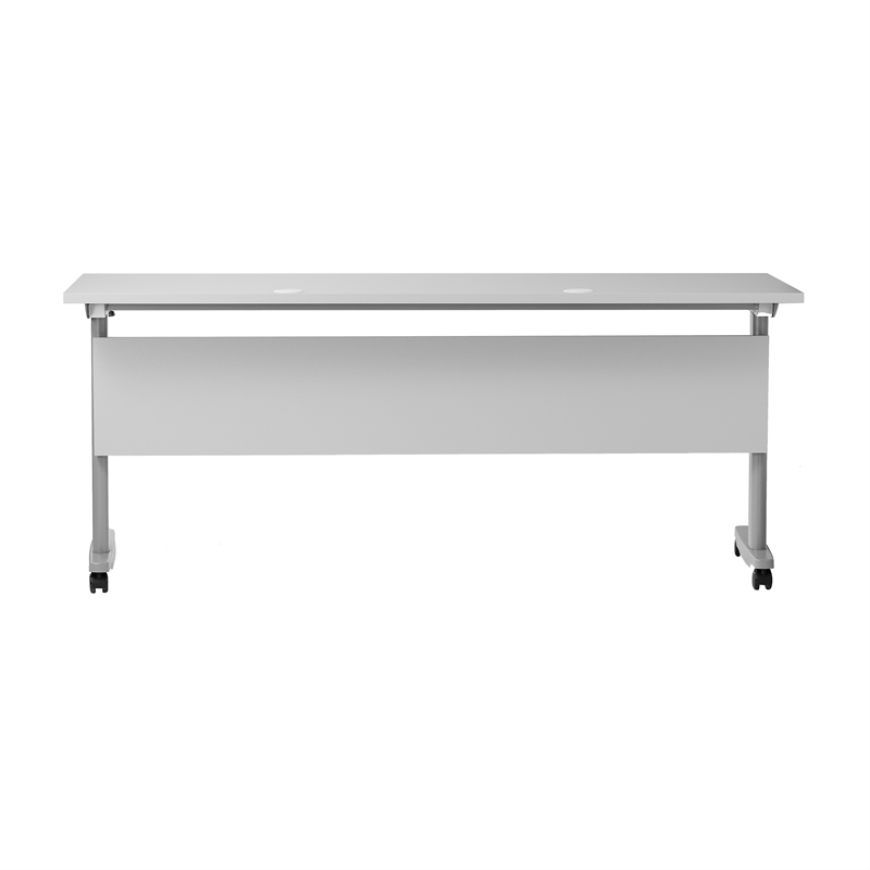 Pemberly Row Nesting Flip Training Table with Steel Frame and T-Legs in Gray