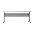Pemberly Row Nesting Flip Training Table with Steel Frame and T-Legs in Gray