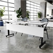 Pemberly Row Nesting Flip Training Table with Steel Frame & T-Legs - White/Black