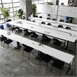 Pemberly Row Nesting Flip Training Table with Steel Frame & T-Legs - White/Black
