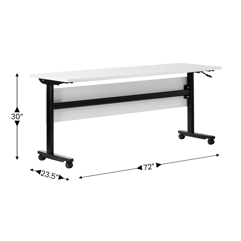 Pemberly Row Nesting Flip Training Table with Steel Frame & T-Legs - White/Black