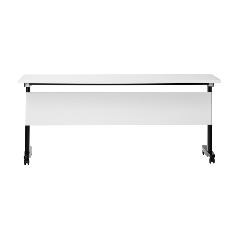 Pemberly Row Nesting Flip Training Table with Steel Frame & T-Legs - White/Black
