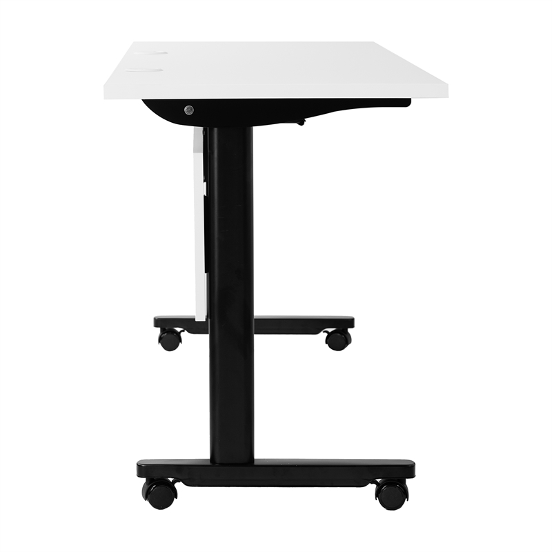 Pemberly Row Nesting Flip Training Table with Steel Frame & T-Legs - White/Black